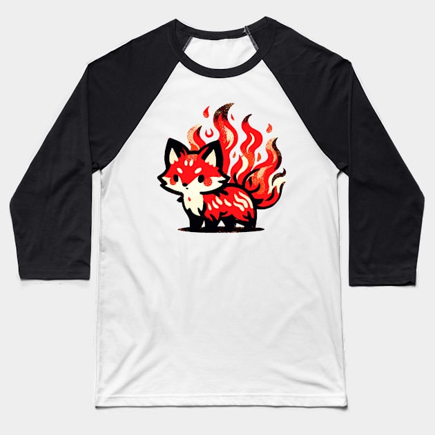 Cute little fire fox Baseball T-Shirt by Evgmerk